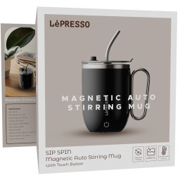 كوب تقليب ذاتي مغناطيسي بزر لمسي 420 مل ليبريسو Lepresso Sip Spin Magnetic Auto Stirring Mug 420ml Touch Button