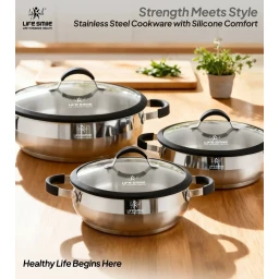 سيت تبسي 6 قطع ستانلس ستيل من لايف سمايل Life Smile 6 Piece Stainless Steel Pots Set