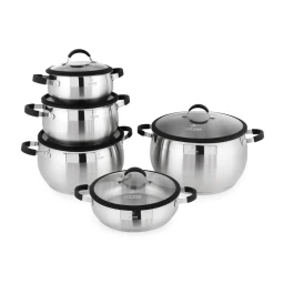 طقم قدور 10 قطع ستانلس ستيل عيار 18/10 من لايف سمايل Life Smile 10 Piece Stainless Steel Pots Set