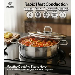 طقم تبسي 6 قطع ستانلس ستيل عيار 18/10 من لايف سمايل Life Smile 6 Piece Stainless Steel Pots Set