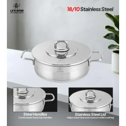 طقم تبسي 6 قطع ستانلس ستيل عيار 18/10 من لايف سمايل Life Smile 6 Piece Stainless Steel Pots Set