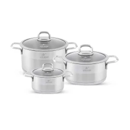 طقم قدور 6 قطع ستانلس ستيل عيار 18/10 من لايف سمايل Life Smile 6 Piece Stainless Steel Pots Set