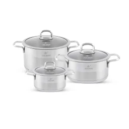طقم قدور 6 قطع ستانلس ستيل عيار 18/10 من لايف سمايل Life Smile 6 Piece Stainless Steel Pots Set