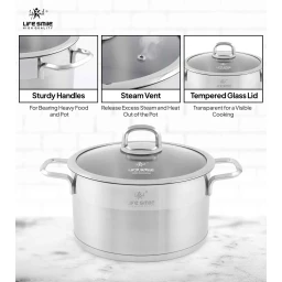 طقم قدور 6 قطع ستانلس ستيل عيار 18/10 من لايف سمايل Life Smile 6 Piece Stainless Steel Pots Set