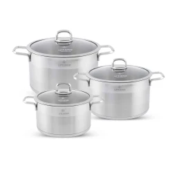 طقم قدور 6 قطع ستانلس ستيل عيار 18/10 من لايف سمايل Life Smile 6 Piece Stainless Steel Pots Set