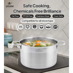 طقم قدور 6 قطع ستانلس ستيل عيار 18/10 من لايف سمايل Life Smile 6 Piece Stainless Steel Pots Set