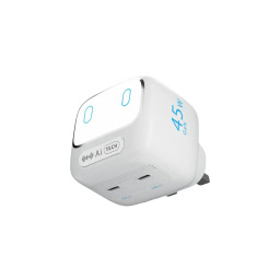 شاحن لوميكس GaN AI بقدرة 45 واط - أبيض Lumix GaN AI Power Charger 45W - White
