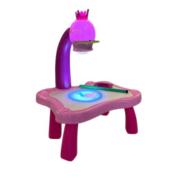 طاولة الرسم التعليمية بالبروجكتر للأطفال مع 24 رسمة و12 قلم تلوين مائي Kids Projector Drawing Table with 24 Patterns & 12 Water Color Pens