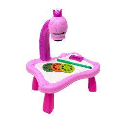 طاولة الرسم التعليمية بالبروجكتر للأطفال مع 24 رسمة و12 قلم تلوين مائي Kids Projector Drawing Table with 24 Patterns & 12 Water Color Pens