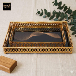 صواني تقديم ديكور ذهبي فاخر Luxury Gold Serving Trays