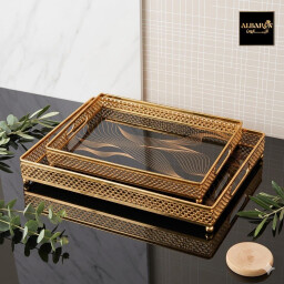 صواني تقديم ديكور ذهبي فاخر Luxury Gold Serving Trays
