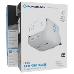 شاحن لوميكس GaN AI بقدرة 45 واط - أبيض Lumix GaN AI Power Charger 45W - White