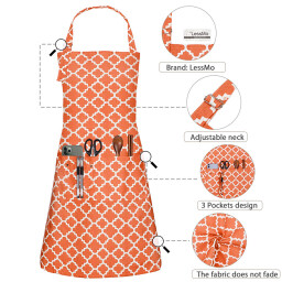 صدرية طبخ قطنية احترافية بثلاثة جيوب عملية برتقالي Professional cotton cooking apron with three practical pockets
