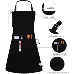 صدرية مطبخ قطني عملي أصلي متعدد الاستخدامات اسود Original, practical, multi-purpose cotton kitchen apron in black