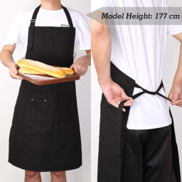 صدرية مطبخ قطني عملي أصلي متعدد الاستخدامات اسود Original, practical, multi-purpose cotton kitchen apron in black