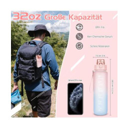 زجاجة مياه رياضية أوهان سعة 1 لتر تحفيزية AOHAN 1L Motivational Sports Water Bottle