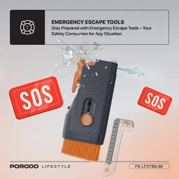 طقم طوارئ وسلامة السيارة 3 في 1 من "بورودو لايف ستايل" Porodo Lifestyle Vehicle Emergency Safety Kit with Tool Cleaners