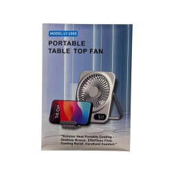 مروحة مكتبية مع حامل هاتف عملية وبشكل انيق عصري A stylish and modern desk fan with a built-in phone holder
