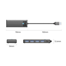 موزع منافذ أوريكو 4 منافذ يو إس بي 3.0 Orico 4-Port USB 3.0 Hub (PAPW4A)