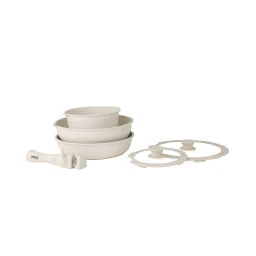 طقم أواني طهي مكون من 8 قطع (بيج شيف) 8 Pcs Cookware Set (Beige Chef)