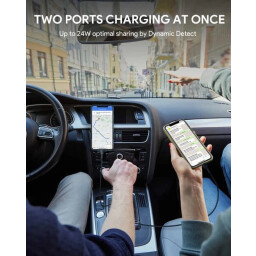 أوكي شاحن سيارة ثنائي المنافذ USB C، بقوة 30 واط، مقبض صغير قابل للطي Aukey Dual Port USB-C Car Charger, 30W, Foldable Mini Handle