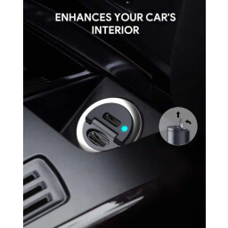 أوكي شاحن سيارة ثنائي المنافذ USB C، بقوة 30 واط، مقبض صغير قابل للطي Aukey Dual Port USB-C Car Charger, 30W, Foldable Mini Handle