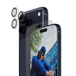 باقة الحماية المتكاملة 2 في 1 "بانزر جلاس" لشاشة وكاميرا آيفون 17 برو ماكس - شفاف PanzerGlass 2in1 (Classic Fit Screen Protector + Hoops Camera Lens Protector) for iPhone 17 Pro Max