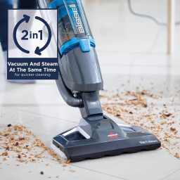 بيسيل فاك آند ستيم – 1977E – مكنسة كنس وبخار 2 في 1 – تيتانيوم / أزرق Bissell Vac & Steam – 1977E – All-in-One Vacuum and Steam Cleaner – Titanium / Blue