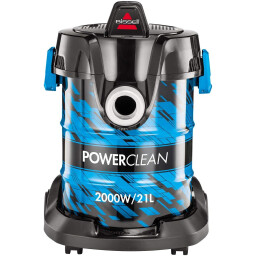 بيسيل باوركلين – مكنسة برميل – 21 لتر – 2000 واط – جاف ورطب – موديل 2027E – أزرق Bissell PowerClean Drum Vacuum Cleaner – 21L – 2000W – Wet & Dry – Model 2027E – Blue