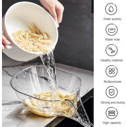 وعاء التصفية للخضروات والفواكه والطعام Clear Acrylic Vegetable and Fruit Washing Basket
