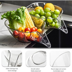 وعاء التصفية للخضروات والفواكه والطعام Clear Acrylic Vegetable and Fruit Washing Basket