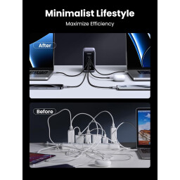شاحن مكتبي خارق "يوجرين نكسود" بقوة 300 واط مع 5 منافذ تايب سي ويو اس بي بتكنولوجيا GaNInfinity UGREEN Nexode 300W 5-Port GaNInfinity PD3.1 Fast Charger