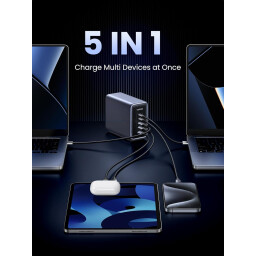 شاحن مكتبي خارق "يوجرين نكسود" بقوة 300 واط مع 5 منافذ تايب سي ويو اس بي بتكنولوجيا GaNInfinity UGREEN Nexode 300W 5-Port GaNInfinity PD3.1 Fast Charger