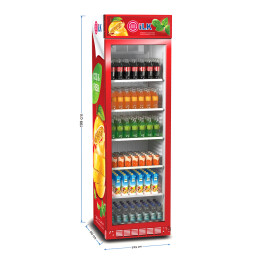 عارضة تبريد اينوكس 13 قدم لون أحمر - باب زجاج ثنائي Inox Showcase Chiller 13ft, Red - Tempered Double Glass Door