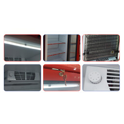 عارضة تبريد اينوكس 13 قدم لون أحمر - باب زجاج ثنائي Inox Showcase Chiller 13ft, Red - Tempered Double Glass Door
