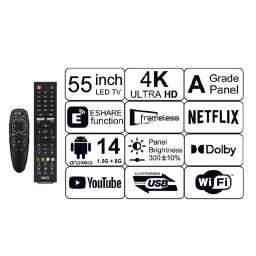 تلفزيون اينوكس 55 عقدة سمارت اندرويد فور كي iNOX 55" Smart TV - 4K Ultra HD - Android 14