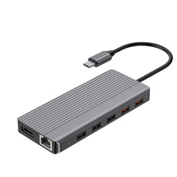 هب باورولوجي 12 في 1 بمنفذ تايب سي Powerology 12-In-1 HDMI & DisplayPort USB-C HUB Ethernet - Gray