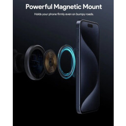 اوكي حامل هاتف لاسلكي للسيارة مغناطيسي ماج سيف، 15 واط، تثبيت آمن - HD-MC13-GY Aukey Magsafe Wireless Charging Phone Car Mount, 15W, Secure Mounting