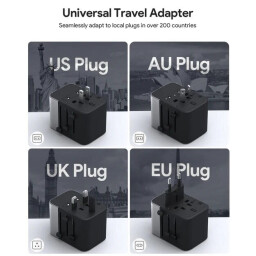 اوكي محول طاقة عالمي مزود بمنفذي تيار متردد، منفذي USB A، ثلاثة منافذ USB C، بقدرة 35 واط Aukey Universal Adapter With 2 Ac Sockets, 2 USB-A & 3 USB-C Ports, 35W