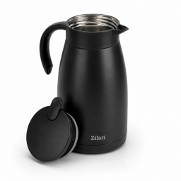 طقم مطرات حرارية (ترمس) وزمزمية رياضية زيلان ٣ قطع (أسود مطفي) + هدية مجانية محضرة قهوة فرنش برس من Zilan 3-Piece Vacuum Flask & Sport Bottle Set (Matte Black) + FREE French Press Gift