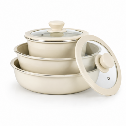 طقم أواني طهي سيراميك زيلان الفاخر + هدية مجانية ماكينة تحضير قهوة تركية كهربائية Zilan Premium Ceramic Non-Stick Cookware Set + FREE Zilan Electric Turkish Coffee Maker Gift