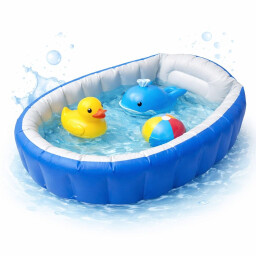 حوض استحمام أطفال هوائي قابل للنفخ قابل للطي مع نظام تصريف مياه Inflatable Foldable Baby Bathtub with Water Drain System