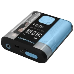 باورولوجي 3 في 1 مشغل بطارية وضاغط إطارات وباور بانك Powerology 3-In-1 Jump Starter & Tire Inflator - Black/Blue