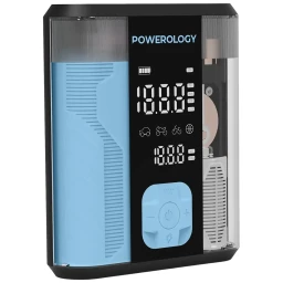 باورولوجي 3 في 1 مشغل بطارية وضاغط إطارات وباور بانك Powerology 3-In-1 Jump Starter & Tire Inflator - Black/Blue