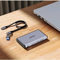 UNITEK 4K@60Hz Video Capture Card – Dual HDMI Loop-Out, USB-C 5Gbps, 3.5mm Mic/Audio In, Plug & Play, Compatible with OBS, unitek
