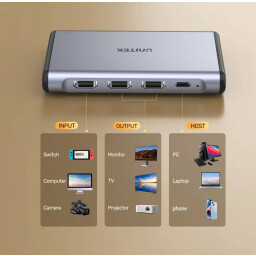 UNITEK 4K@60Hz Video Capture Card – Dual HDMI Loop-Out, USB-C 5Gbps, 3.5mm Mic/Audio In, Plug & Play, Compatible with OBS, unitek