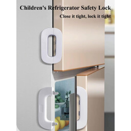 سيت أقفال أمان للأطفال 6 قطع للثلاجة والخزائن مع وضعية الفتح المستمر 6-Piece Child Safety Locks Set for Refrigerators & Cabinets with Constant Opening Mode