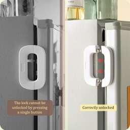 سيت أقفال أمان للأطفال 6 قطع للثلاجة والخزائن مع وضعية الفتح المستمر 6-Piece Child Safety Locks Set for Refrigerators & Cabinets with Constant Opening Mode