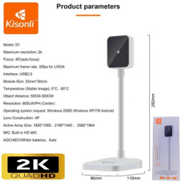 ويب كام منضدي Kisonli D1 USB WebCam 2k for PC