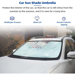 مظلة واقي شمس للسيارة – كبيرة وقابلة للطي Universal Car Windshield Sun Shade Umbrella – Foldable Large